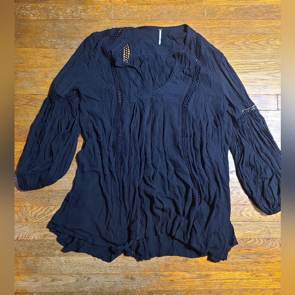 Free People Black Longsleeve Top L